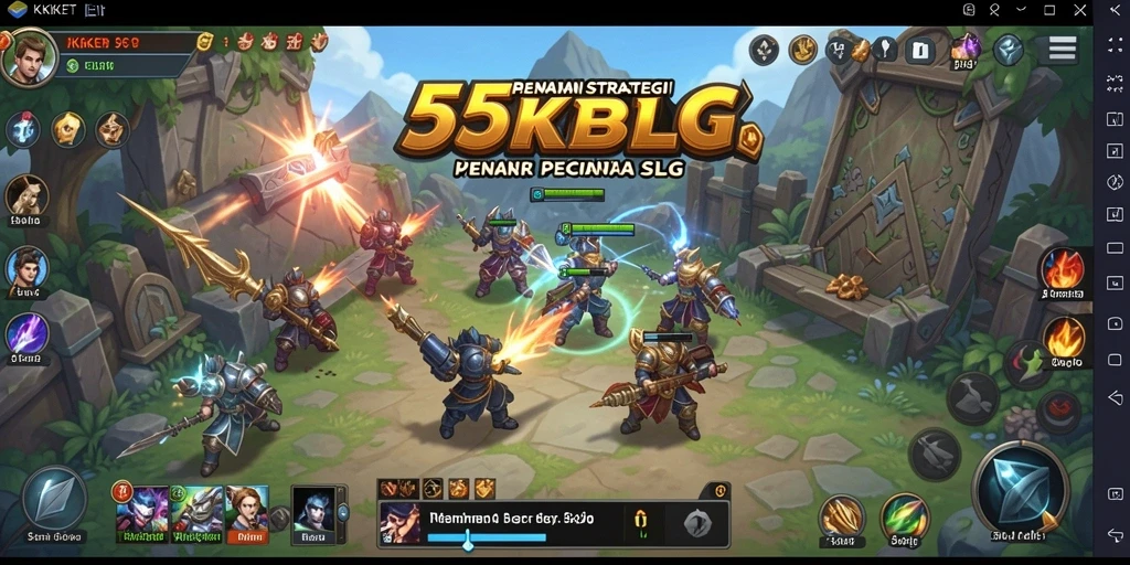Screenshot gameplay 55KBET yang menunjukkan pertempuran strategis.