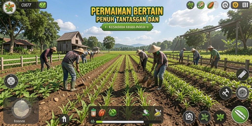 Tampilan gameplay C0077 yang menarik saat bertani.