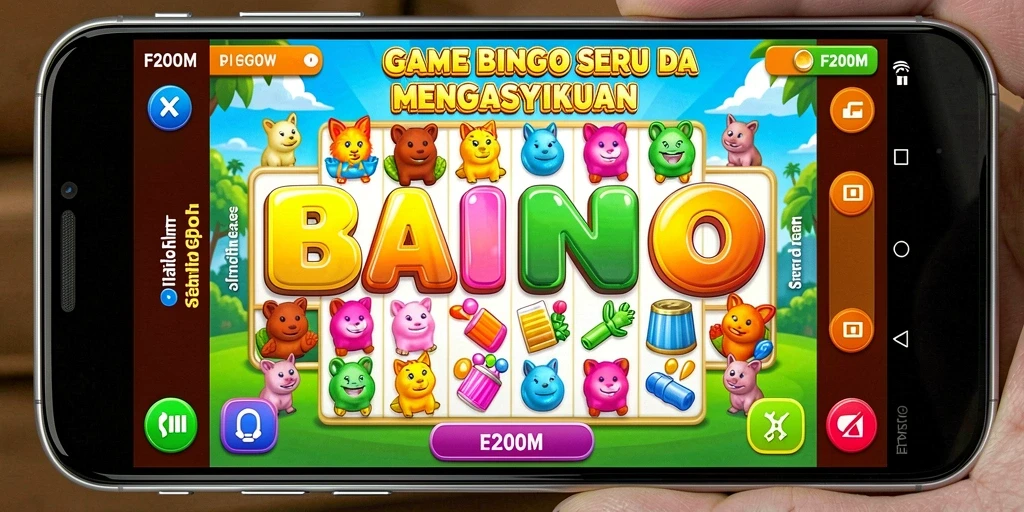 Tampilan gameplay F200M dengan suasana permainan Bingo yang mendebarkan.
