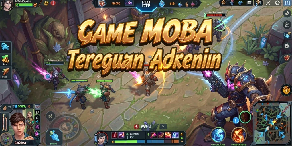 Tampilan gameplay seru F7F7 dengan aksi MOBA yang mendebarkan.