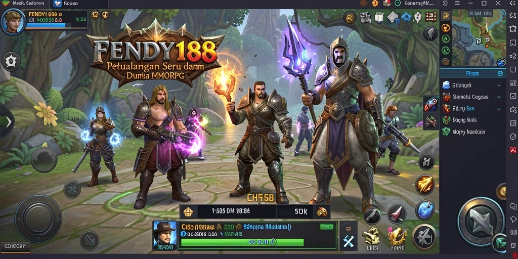 Screenshot FENDY188 menampilkan pertarungan epik dalam dunia MMORPG.
