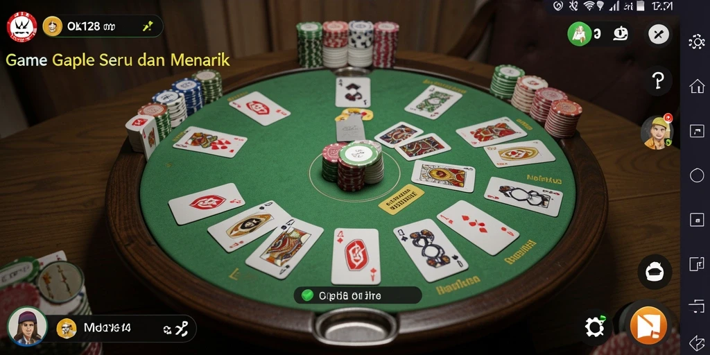 Tampilan antarmuka gameplay Gaple yang menarik dan interaktif.