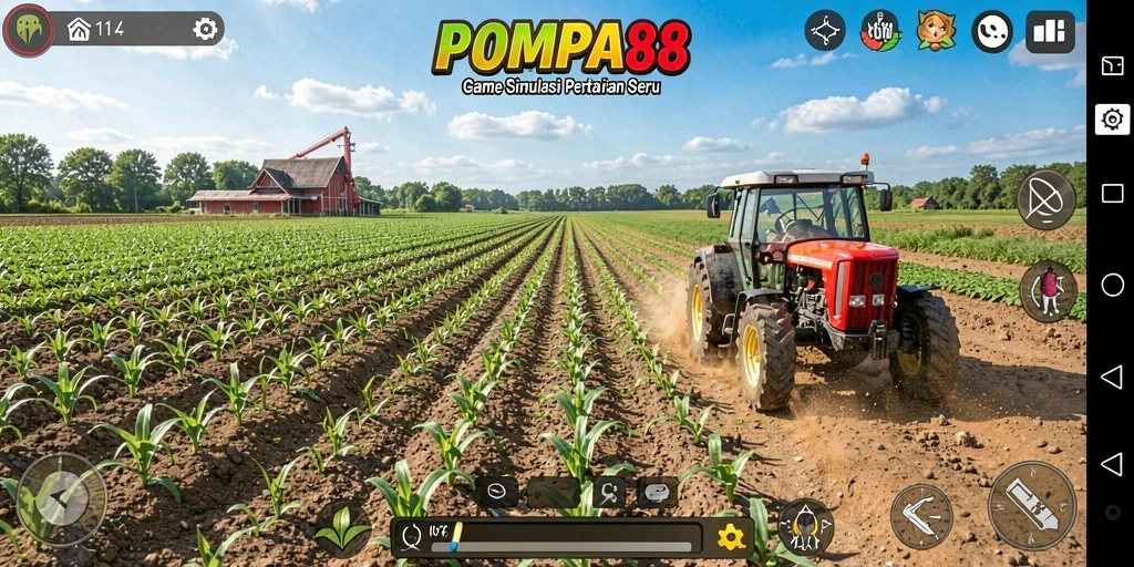 Tangkapan layar POMPA88 menampilkan keseruan bermain pertanian yang interaktif.