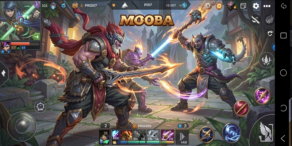 Tangkapan layar menunjukkan aksi seru dalam gameplay MOBA PRG007.