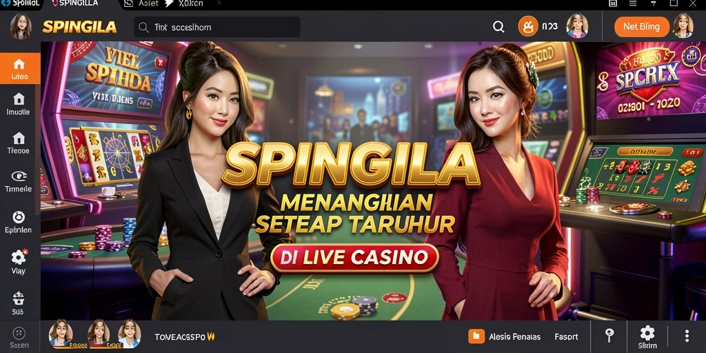 Tampilan menarik dari gameplay SPINGILA di Live Casino.
