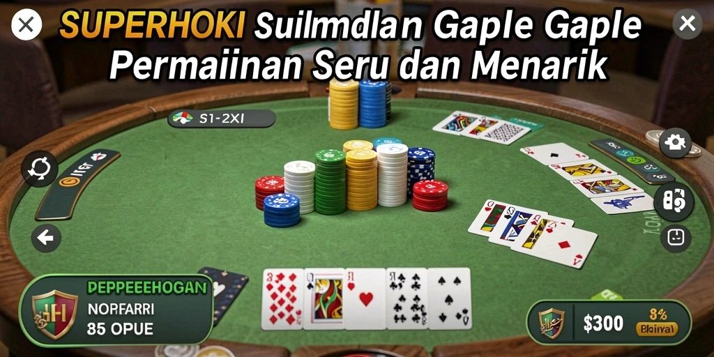 Tampilan utama SUPERHOKI dengan gameplay Gaple yang seru.