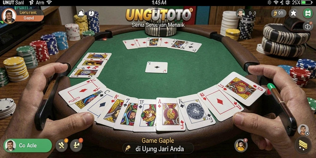 Tampilan gameplay UNGUTOTO yang menarik dalam permainan Gaple.